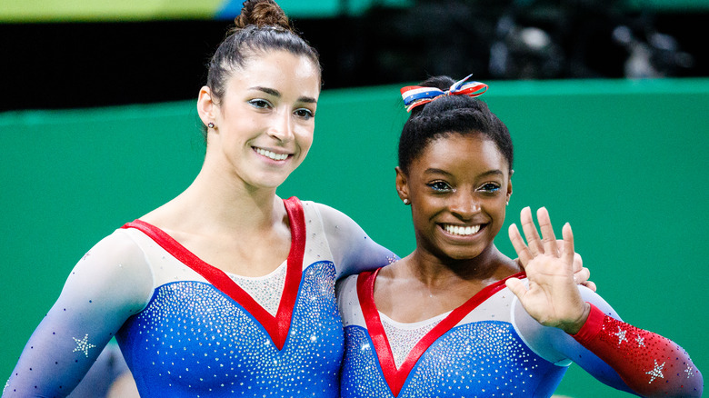 Aly Raisman and Simone Biles smiling