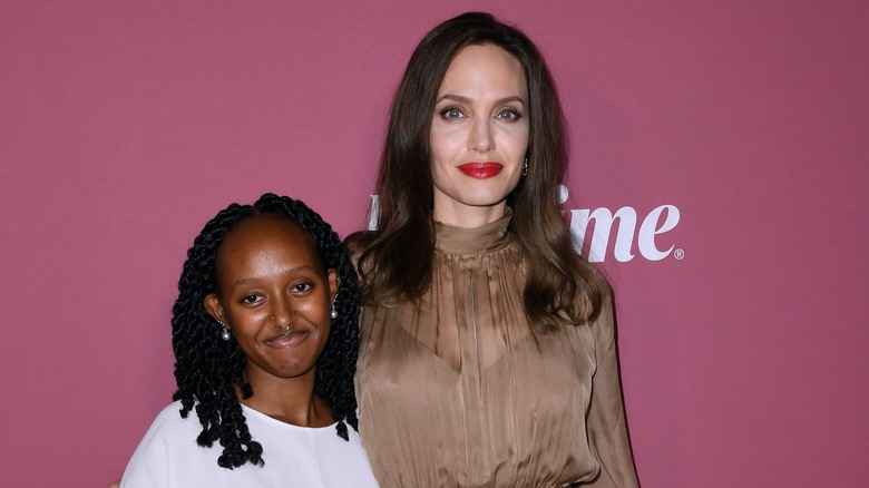 Zahara Jolie-Pitt hugs Angelina Jolie