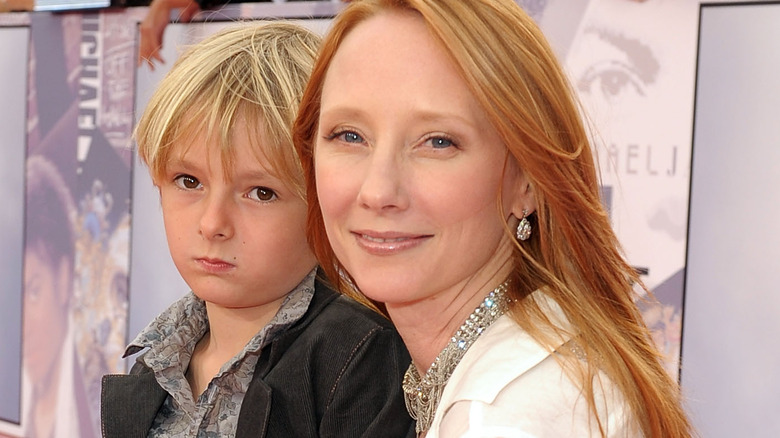Anne Heche and her son Homer smiling 