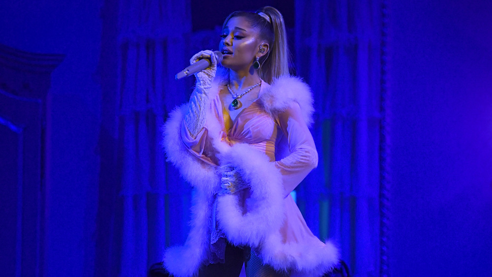 Ariana Grande performing at the 2020 Grammys