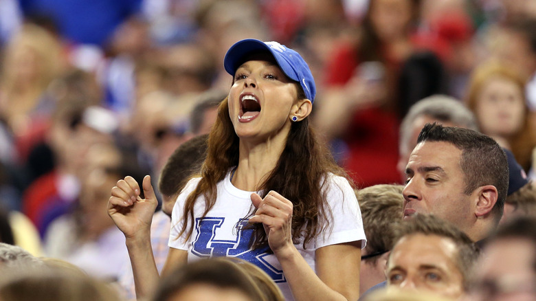 Ashley Judd cheering at a University of Kentucky sporting event