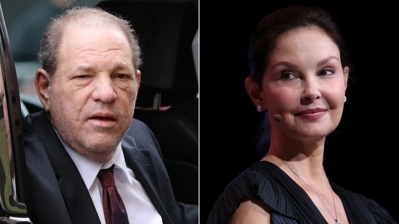 Split image of Harvey Weinstein and Ashley Judd