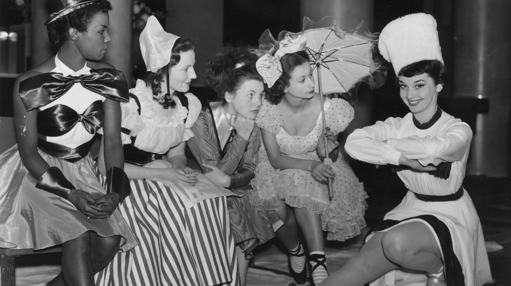 Audrey Hepburn backstage in 1949