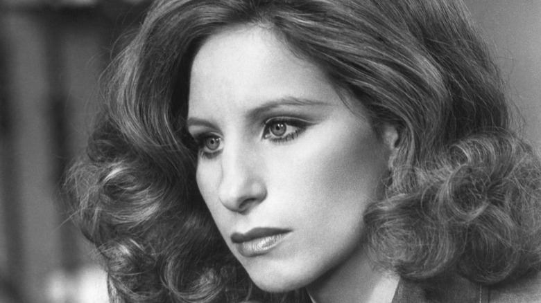 Barbra Streisand looking serious