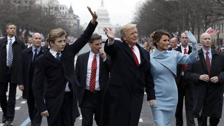 The Trump family waving