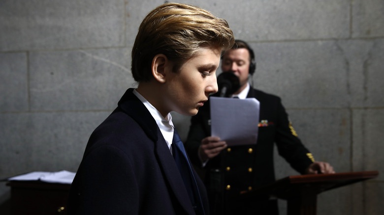 Barron Trump walking