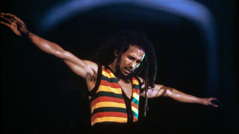 Bob Marley with arms outstretched. 