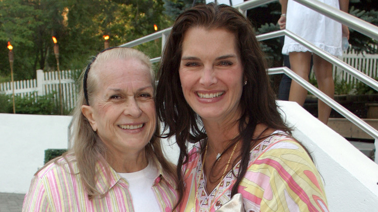 Brooke Shields and Teri Fields smiling outside