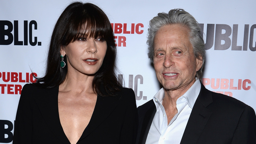 Catherine Zeta-Jones and Michael Douglas posing together