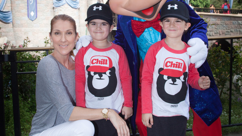 Celine Dion with Nelson and Eddy at Disneyland