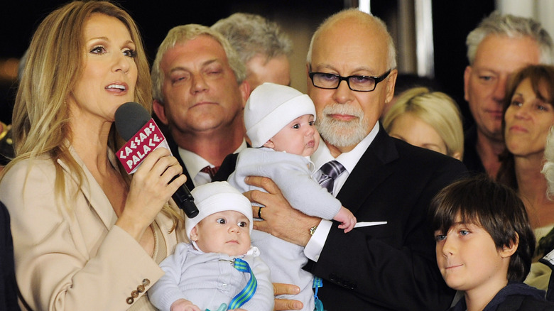 Celine Dion and Rene Angelil with their three sons