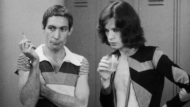 Charlie Watts and Mick Jagger in 1975