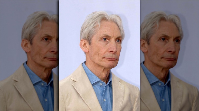 Charlie Watts looking upset in 2005