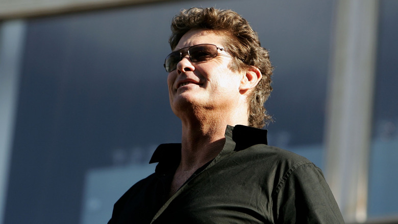 David Hasselhoff sitting at Wimbledon in 2006