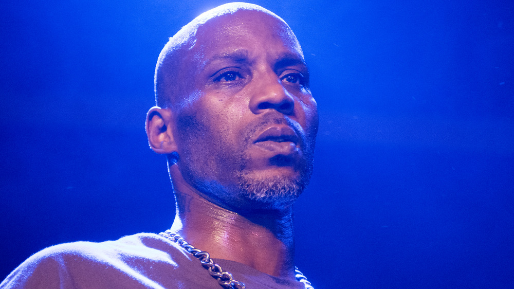 DMX looking stern onstage 