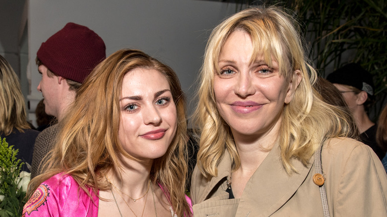 Frances Bean Cobain, Courtney Love, both smiling