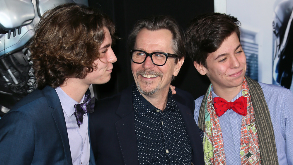 Gary Oldman with sons Gulliver and Charlie Oldman