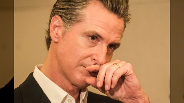 Gavin Newsom looks pensive