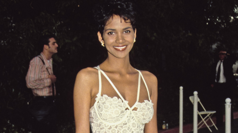 Halle Berry on the red carpet, smiling