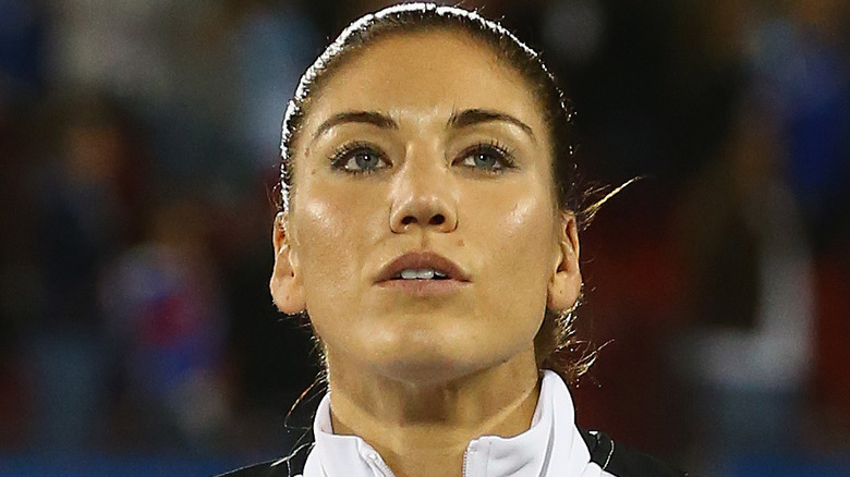 Hope Solo wearing white