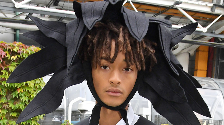 Jaden Smith wearing a headdress 