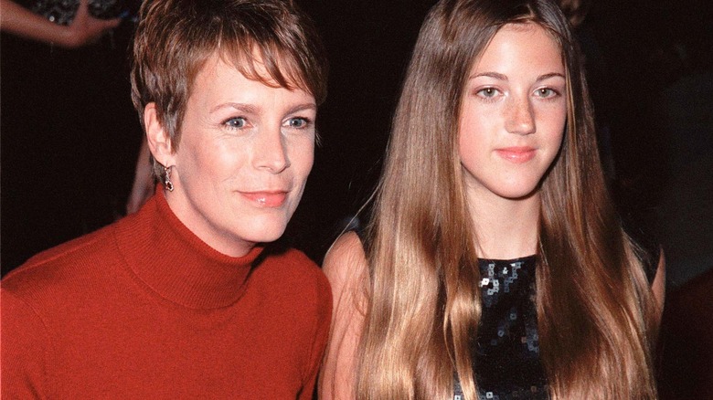 Jamie Lee Curtis posing with her daughter 