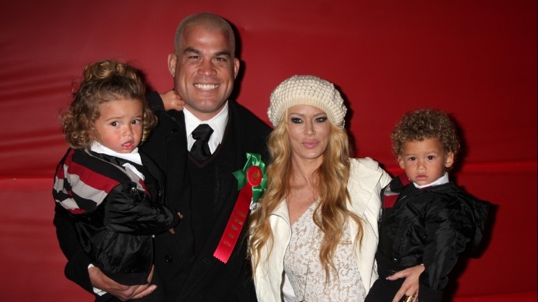 Jenna Jameson and Tito Ortiz with twins Jesse and Journey at a red carpet event