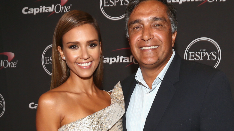 Jessica Alba and Mark Alba smiling 