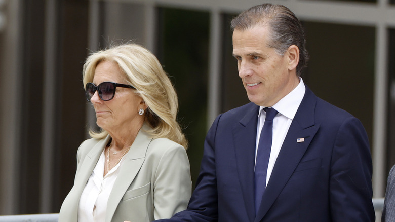 Joe Biden and Hunter Biden, both smirking