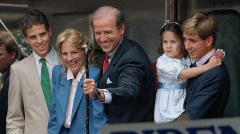 Beau Biden holds young Ashley next to Joe, Jill, and Hunter