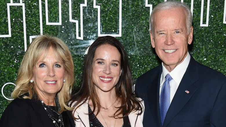 Jill, Ashley, and Joe Biden pose