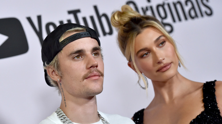 Justin and Hailey Bieber pose together