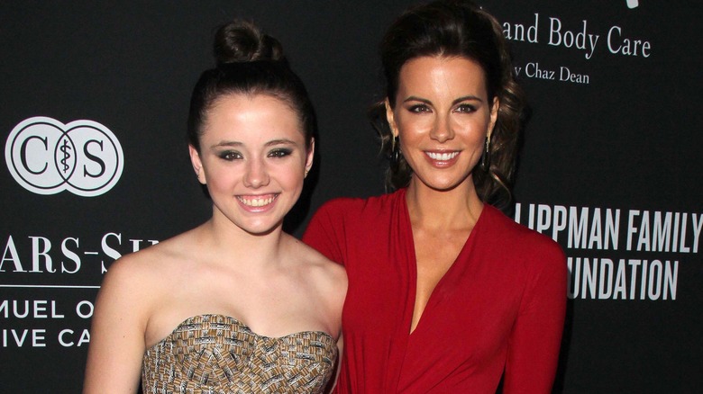 Kate Beckinsale posing with daughter Lily Sheen