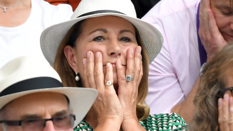 Carole Middleton with hands on face