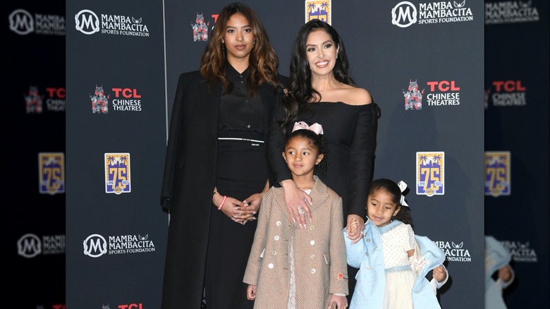 Natalia Bryant, Vanessa Bryant, Bianka Bryant, and Capri Bryant on a red carpet