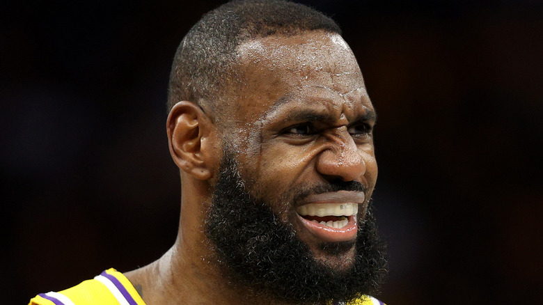 LeBron James grinning during a game