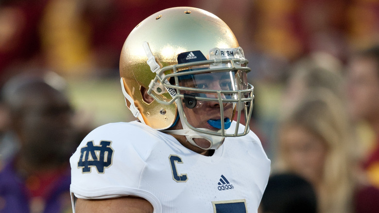 Manti Te'o in gold helmet 