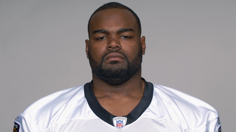 Michael Oher with serious expression