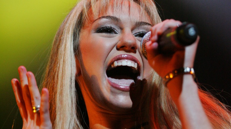 Miley Cyrus performs as Hannah Montana