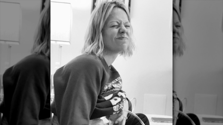 Dylan Dreyer makes a face while pumping breast milk