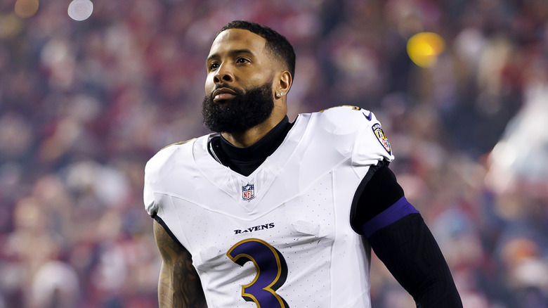 Odell Beckham Jr on the field for the Baltimore Ravens