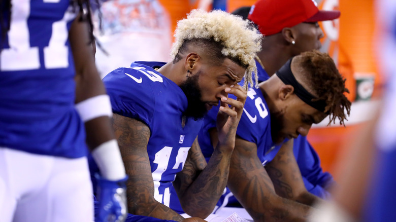 Odell Beckham Jr. sitting on the sidelines