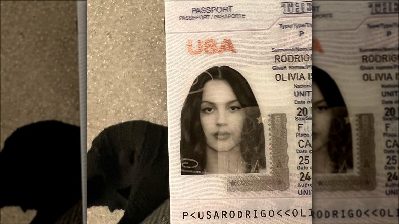 Partial photo of Olivia Rodrigo's passport