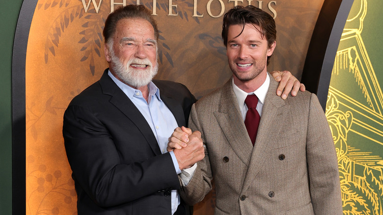 Arnold and Patrick Schwarzenegger at The White Lotus premiere