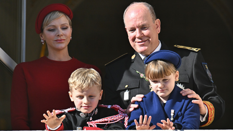 Princess Charlene of Monaco, Prince Jacques of Monaco, Princess Gabriella of Monaco and Prince Albert II of Monaco 