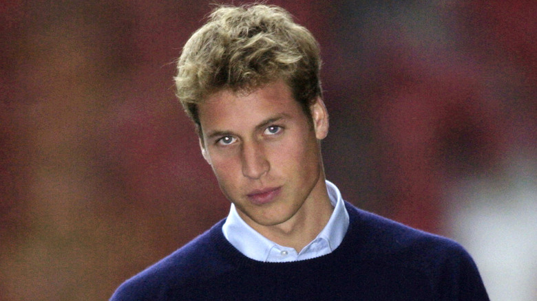 Prince William wearing a blue sweater and blue collared shirt