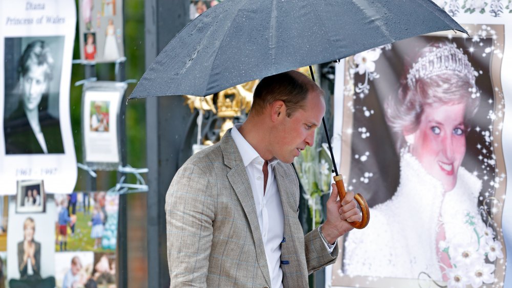 Prince William visiting a Princess Diana shrine