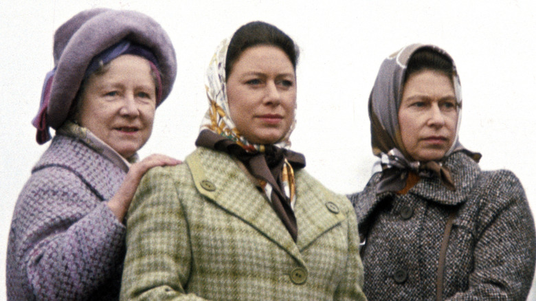 The Queen Mother, Princess Margaret and Queen Elizabeth at an event