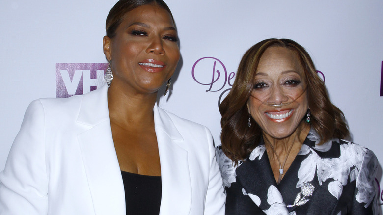 Queen Latifah and her mom smiling