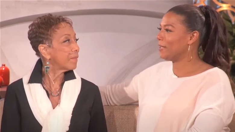 Queen Latifah and her mom talking, emotionally 